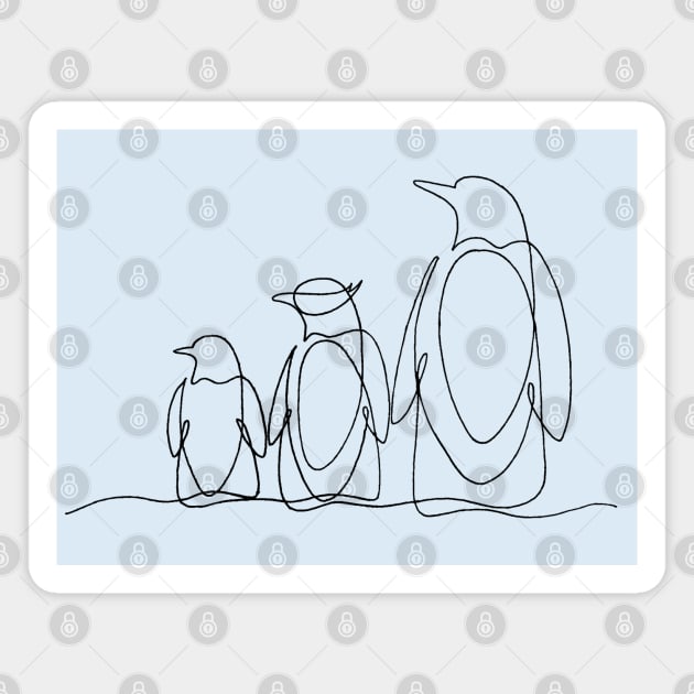 Penguin Line Art Magnet by art by Susmita